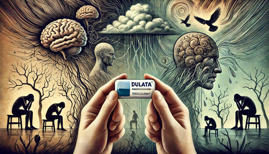 Dulata medicine uses for mental health and nerve pain picturized at the background