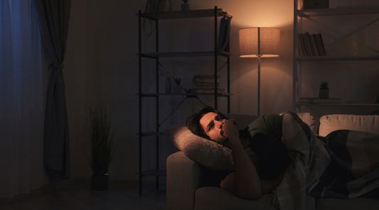 Restless night insomnia problem with a man on the couch