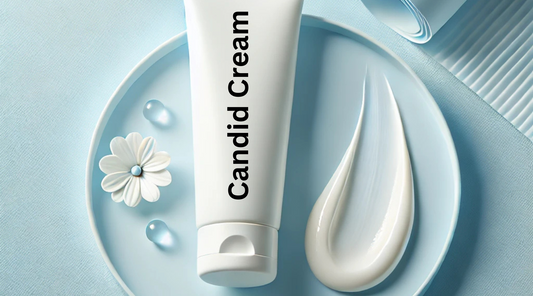 Candid cream kept on the surface with soothing effects around.