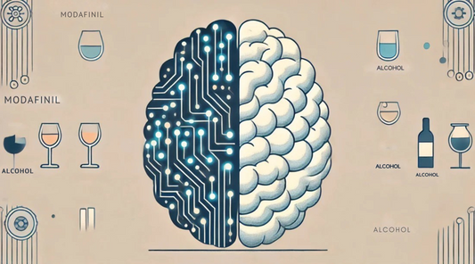 The brain into two sections: one for modafinil and one for alcohol