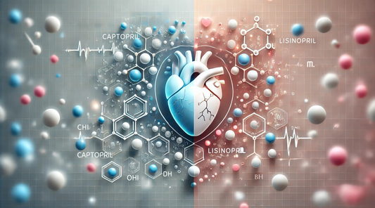 Differentiates the two medications Captopril Vs Lisinopril with distinct symbolic representations for congestive heart failure.