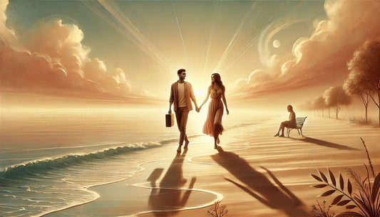 A happy couple walking in love with each other
