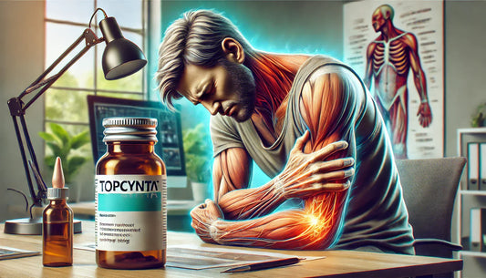 A man having severe pain in the arm that is relieved with the Topcynta medicine