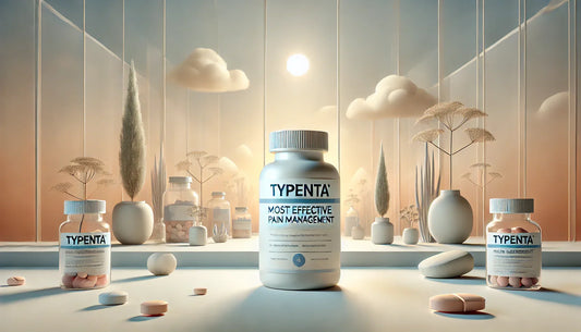 Typenta medicine bottle kept in the calming and soothing setup represents the relaxing effects of the medicine.