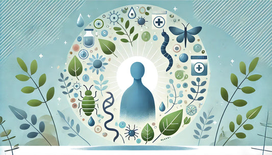 A man in between around the parasites surrounded showcasing the infections a human can have.