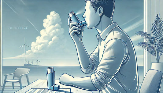 A person using the Budecort Inhaler.