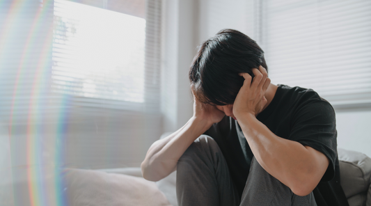 Sad depressed man struggling with mental health.