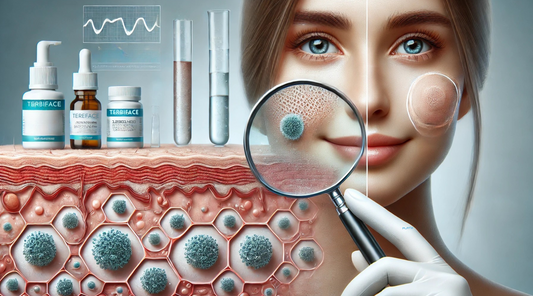 A women's infected face skin with fungal infection.