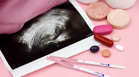 Pregnancy Test with Ultrasound and Pro G Supplements.