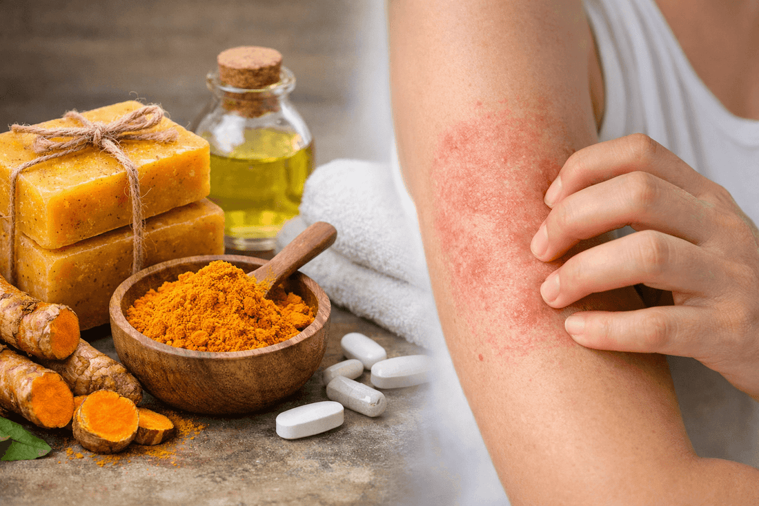 Turmeric soap and turmeric powder, besides irritated skin, show turmeric soap side effects and allergic rash symptoms.