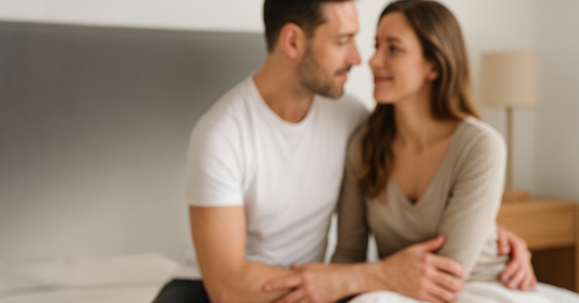 Couple sharing intimate moment on bed