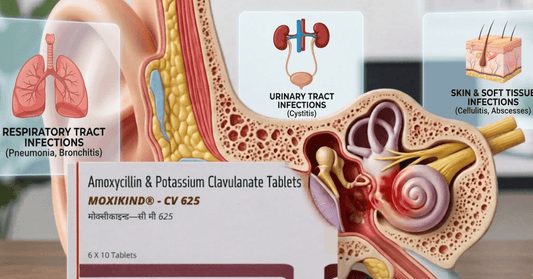 Moxikind CV 625 amoxycillin clavulanate tablet for respiratory, urinary tract, and skin infections
