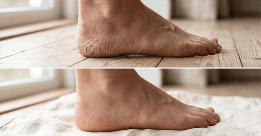 Before and after cracked heels treated with best foot cream for dry and cracked heels